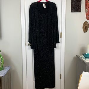J.Rose 2pc. Black long sleeveless dress with ling sleeved jacket size 14.